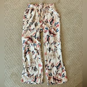 Botanical leaf print Medium palazzo / wide leg elastic waist pants